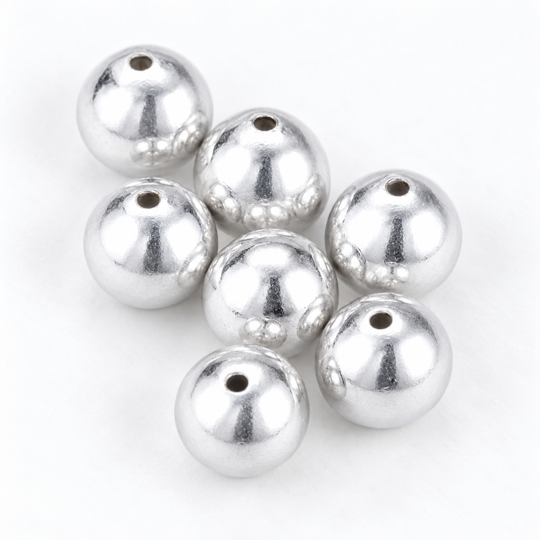 16mm Silver Acrylic Round Beads