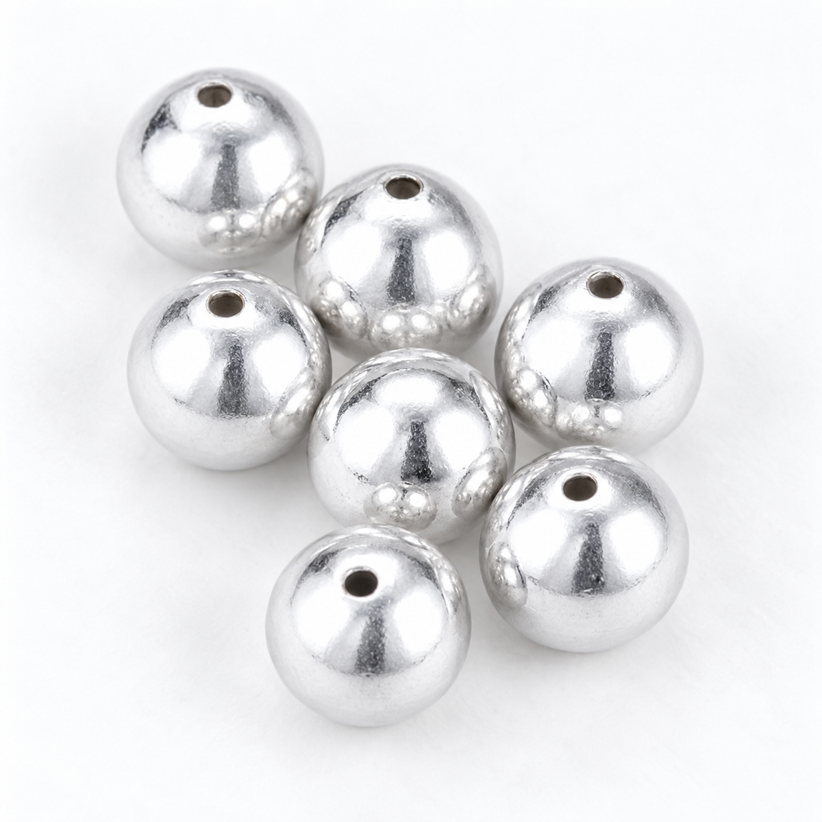 16mm Silver Acrylic Round Beads