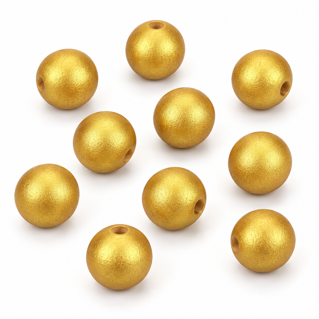 16mm Gold Painted Wood Beads