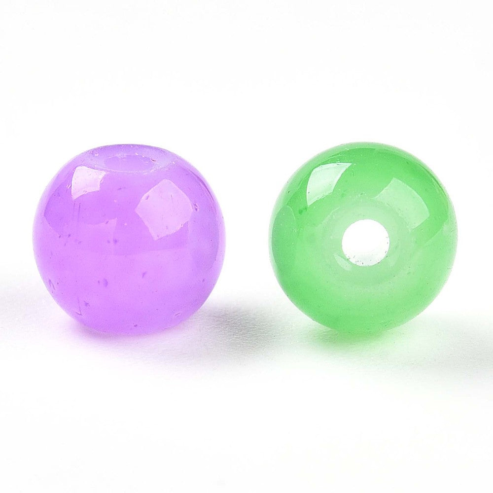 6mm Jelly Round Glass Beads, Mixed Colors, 60pcs