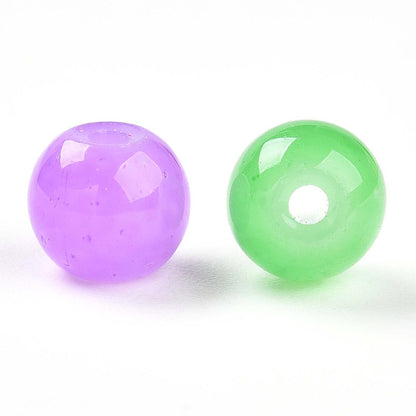 6mm Jelly Round Glass Beads, Mixed Colors, 60pcs