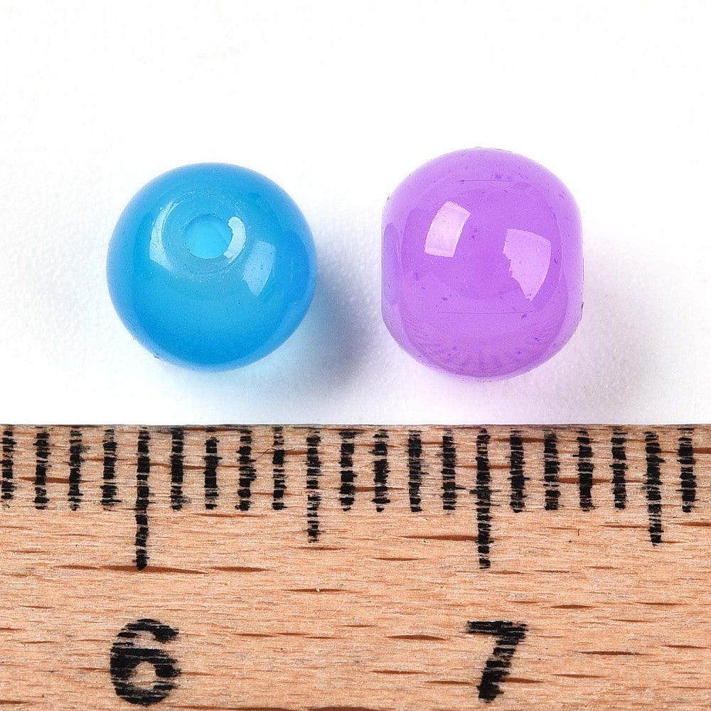 6mm Jelly Round Glass Beads, Mixed Colors, 60pcs