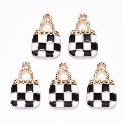 Black and White Enamel, Gold Hardware Handbag Charms
