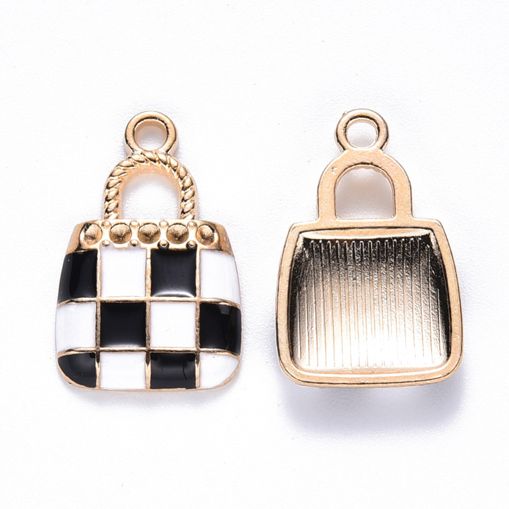 Black and White Enamel, Gold Hardware Handbag Charms