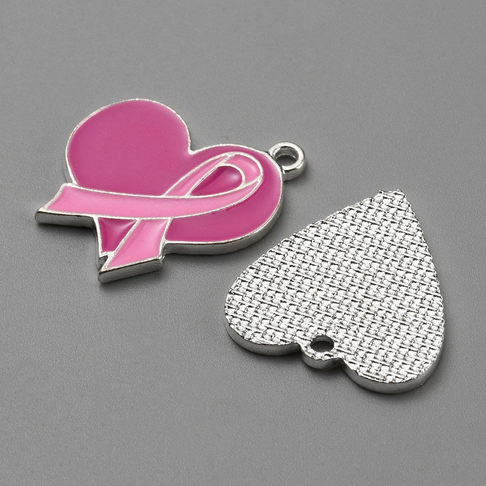 Alloy Enamel Breast Cancer Theme Charms