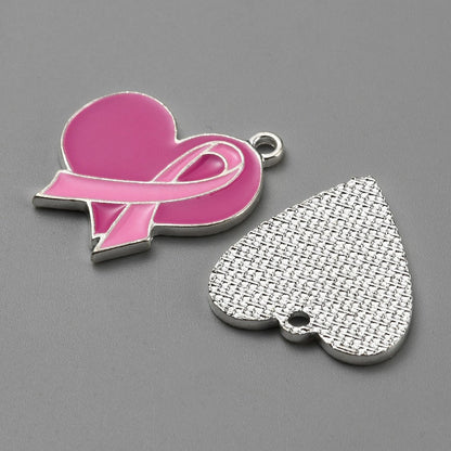 Alloy Enamel Breast Cancer Theme Charms