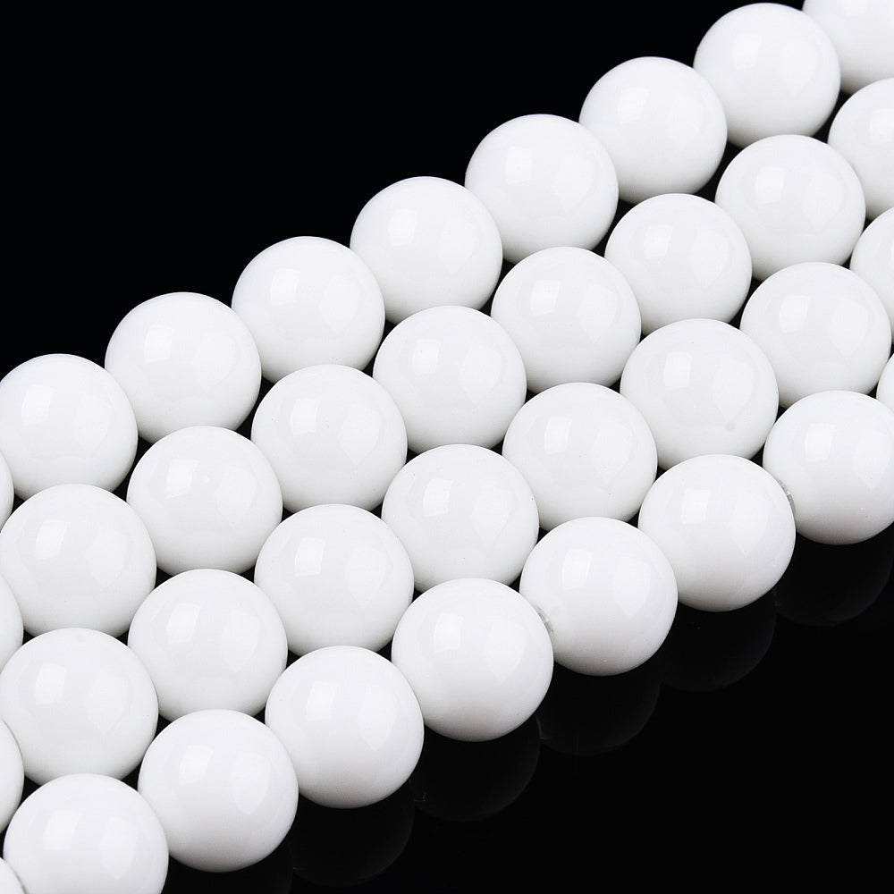 8mm Opaque Solid Color Glass Round Beads