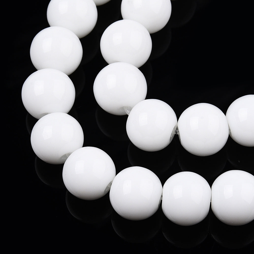 8mm Opaque Solid Color Glass Round Beads