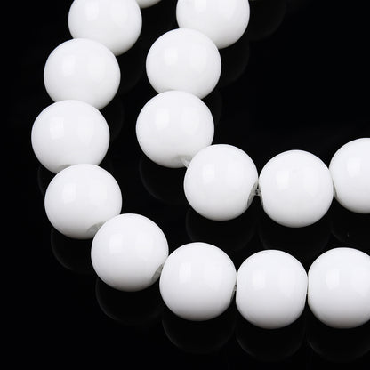 8mm Opaque Solid Color Glass Round Beads