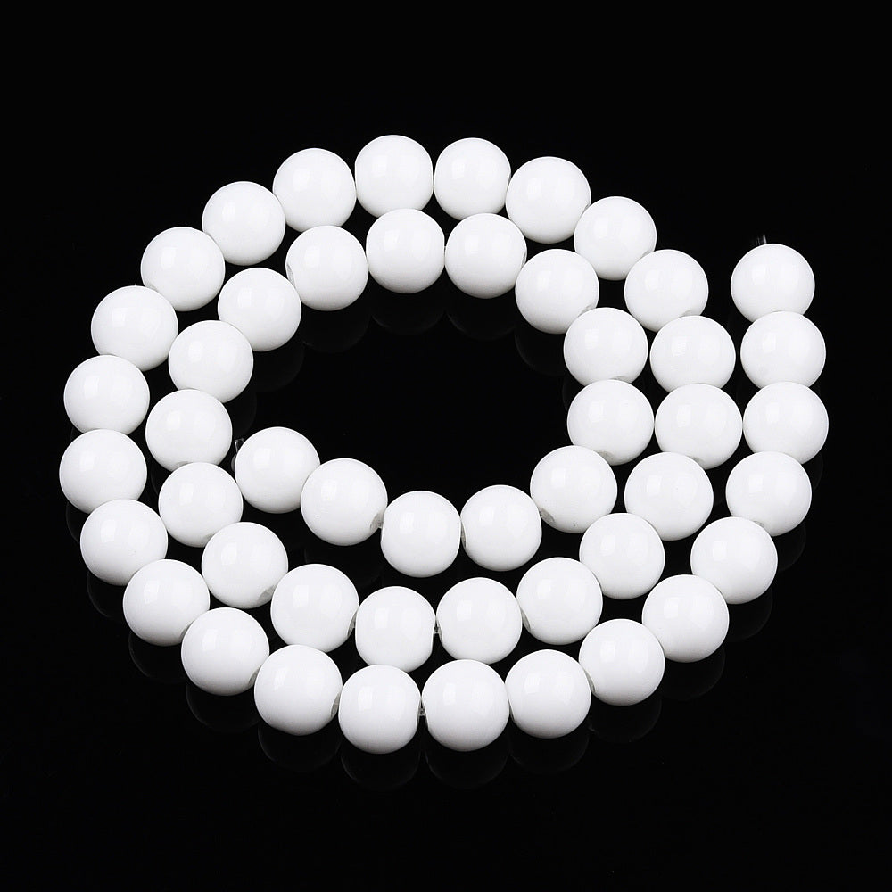 8mm Opaque Solid Color Glass Round Beads