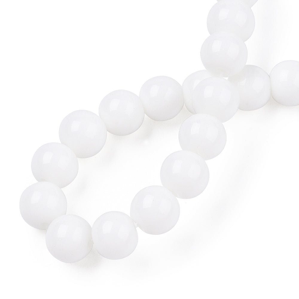 8mm Opaque Solid Color Glass Round Beads