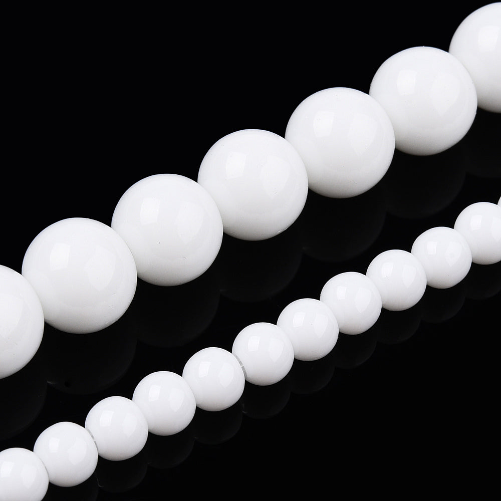 8mm Opaque Solid Color Glass Round Beads