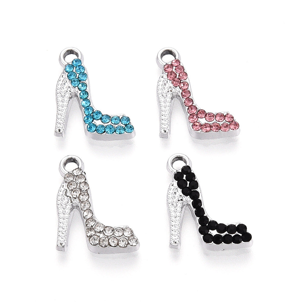 Alloy Rhinestone High Heel Shoes Charms