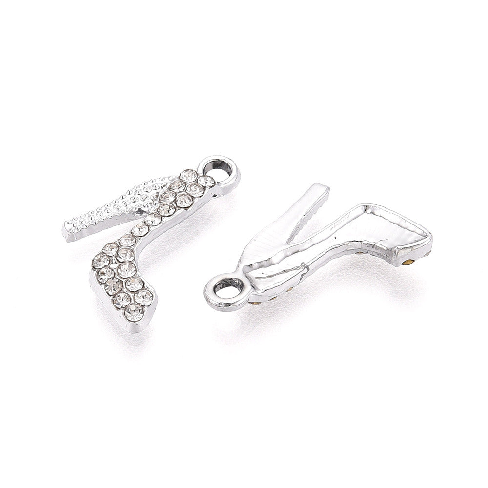 Alloy Rhinestone High Heel Shoes Charms