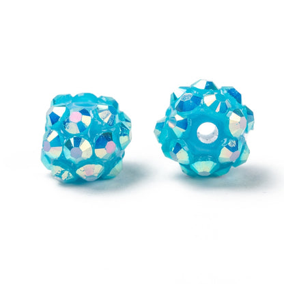 10mm Mixed Resin Rhinestone Beads, 10pcs