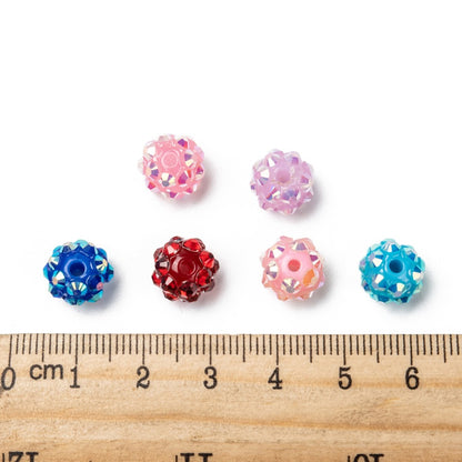 10mm Mixed Resin Rhinestone Beads, 10pcs