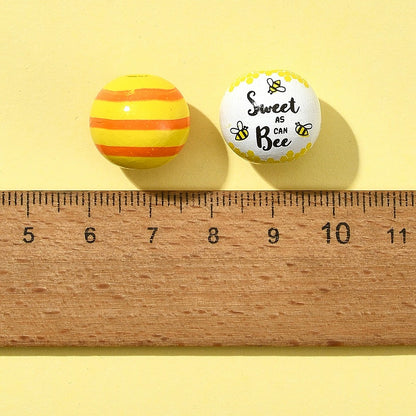 16mm Printed Natural Wood European Beads Set