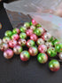 round craft beads in pink, green, acrylic round beads .