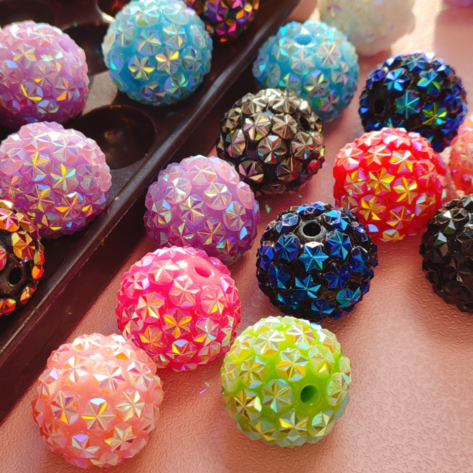 20mm Mixed Hexagon Cut Resin Rhinestone Beads