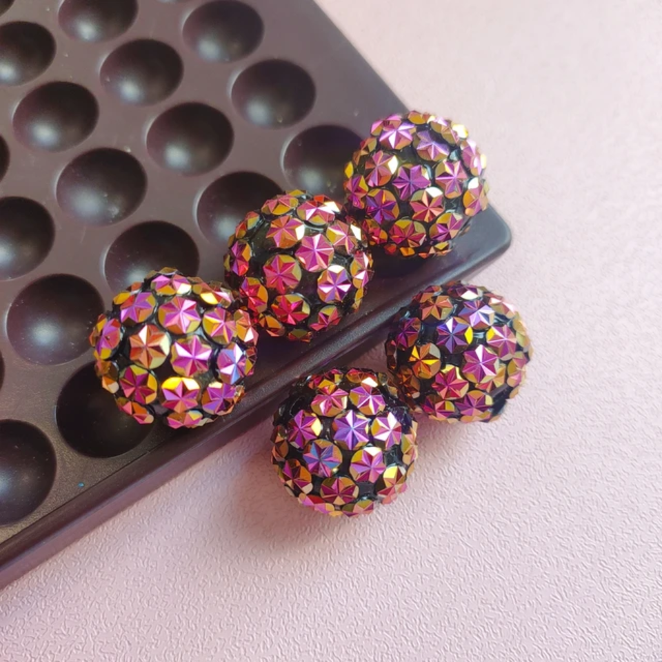 20mm Mixed Hexagon Cut Resin Rhinestone Beads